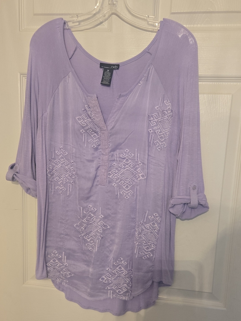 RXB Lavender Embroidered V-Neck Women's Top Medium